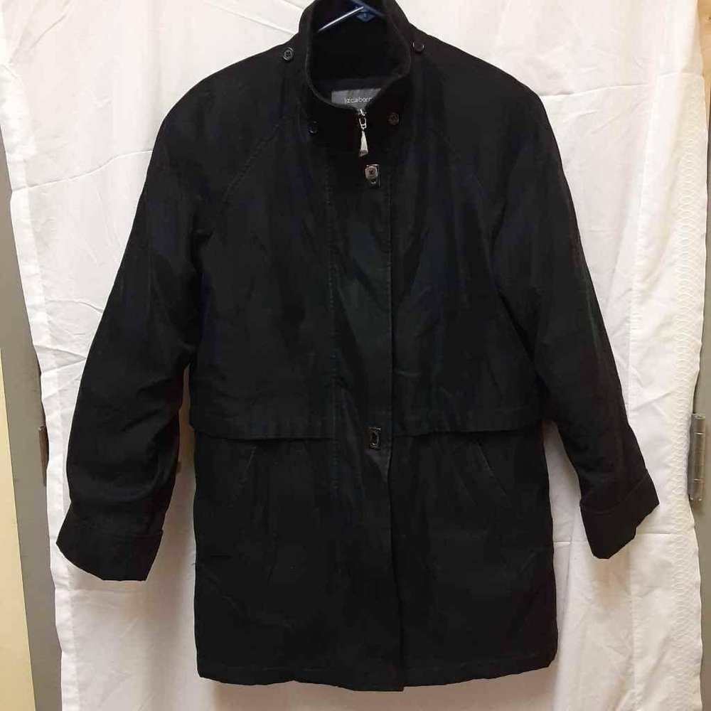 Liz Claiborne Mens Jacket Coat Black Flap Pockets